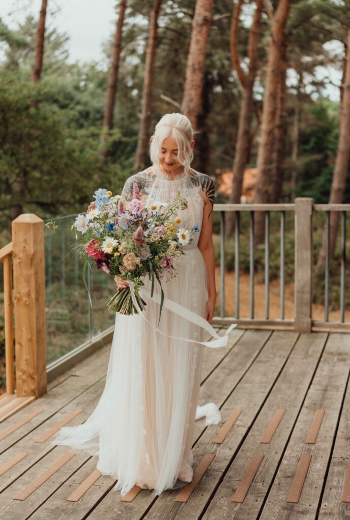 Wedding at Happy Valley Woodland Venue Norfolk Meadow style bridal bouquet