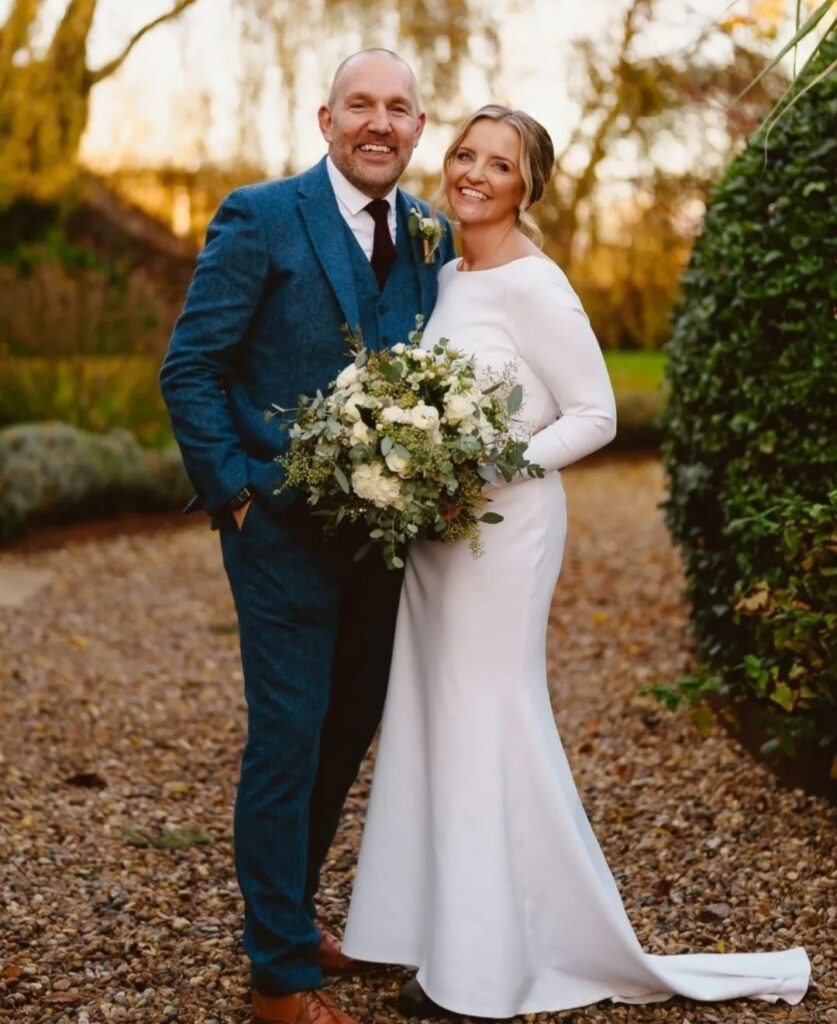Natural all white and eucalyptus bridal bouquet at The Brisley Bell Norfolk