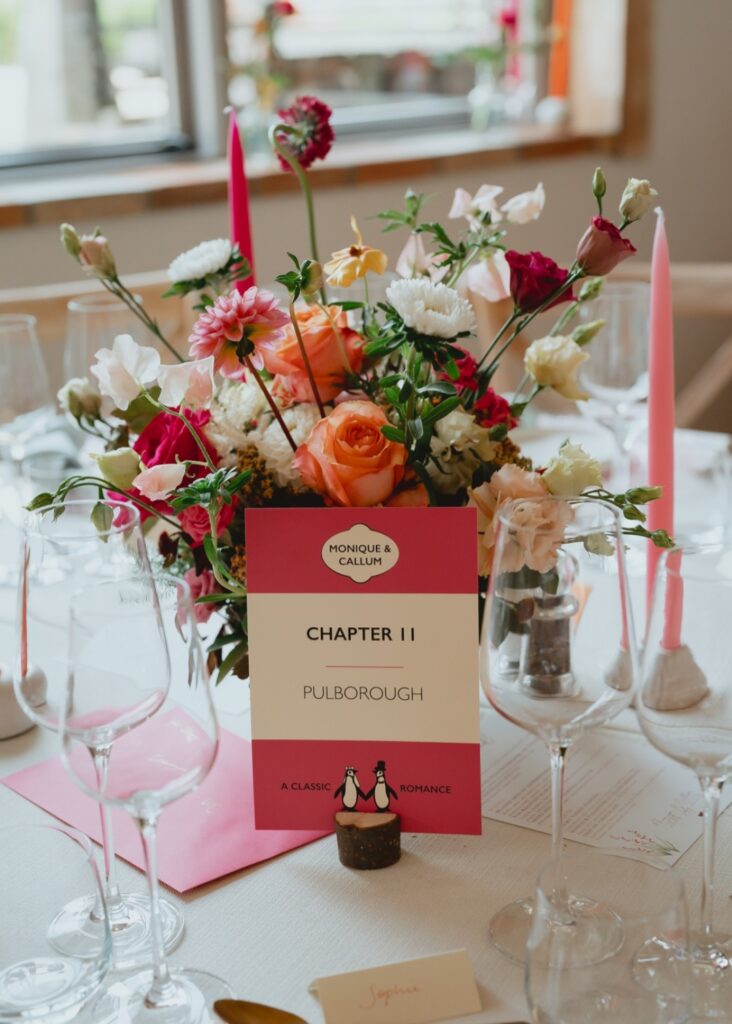 Raised bowl table centre flowers at The Woodyard Worstead Estate wedding venue Norfolk. 