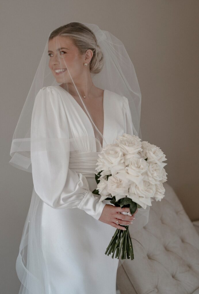 Beautiful white Playa Blanca roses bouquet. Simply stunning!