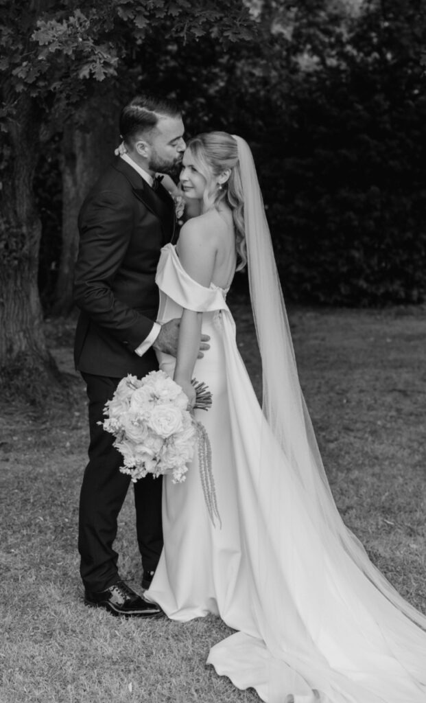 Emily and Ollie at The Norfolk Mead Hotel. Modern bridal bouquet