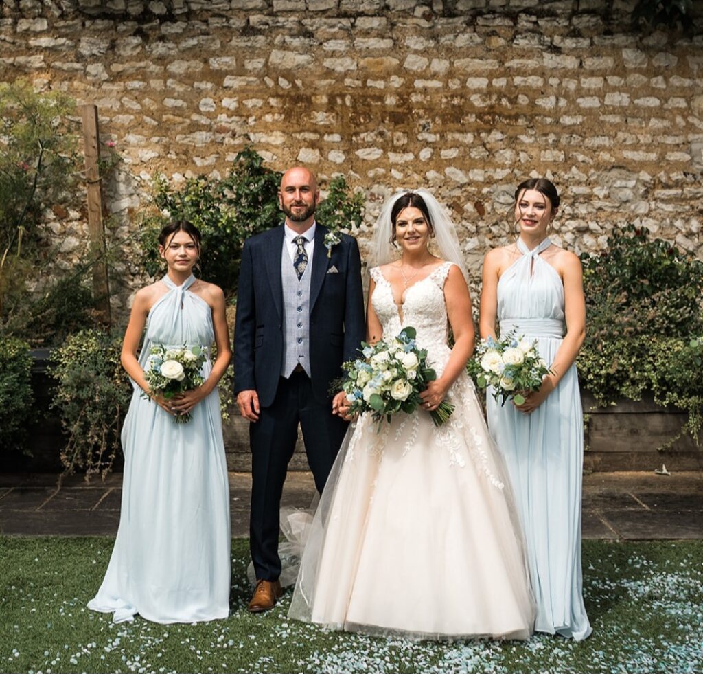 Wedding at The Hoste Arms Burnham Market for Philippa. Featuring pale vlie and white Bbridal and bridesmaids bouquets